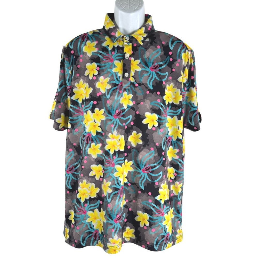 Sunday Swagger Polo Shirt Mens XL Floral Short Sleeve Golf Stretch‎ TP-3404